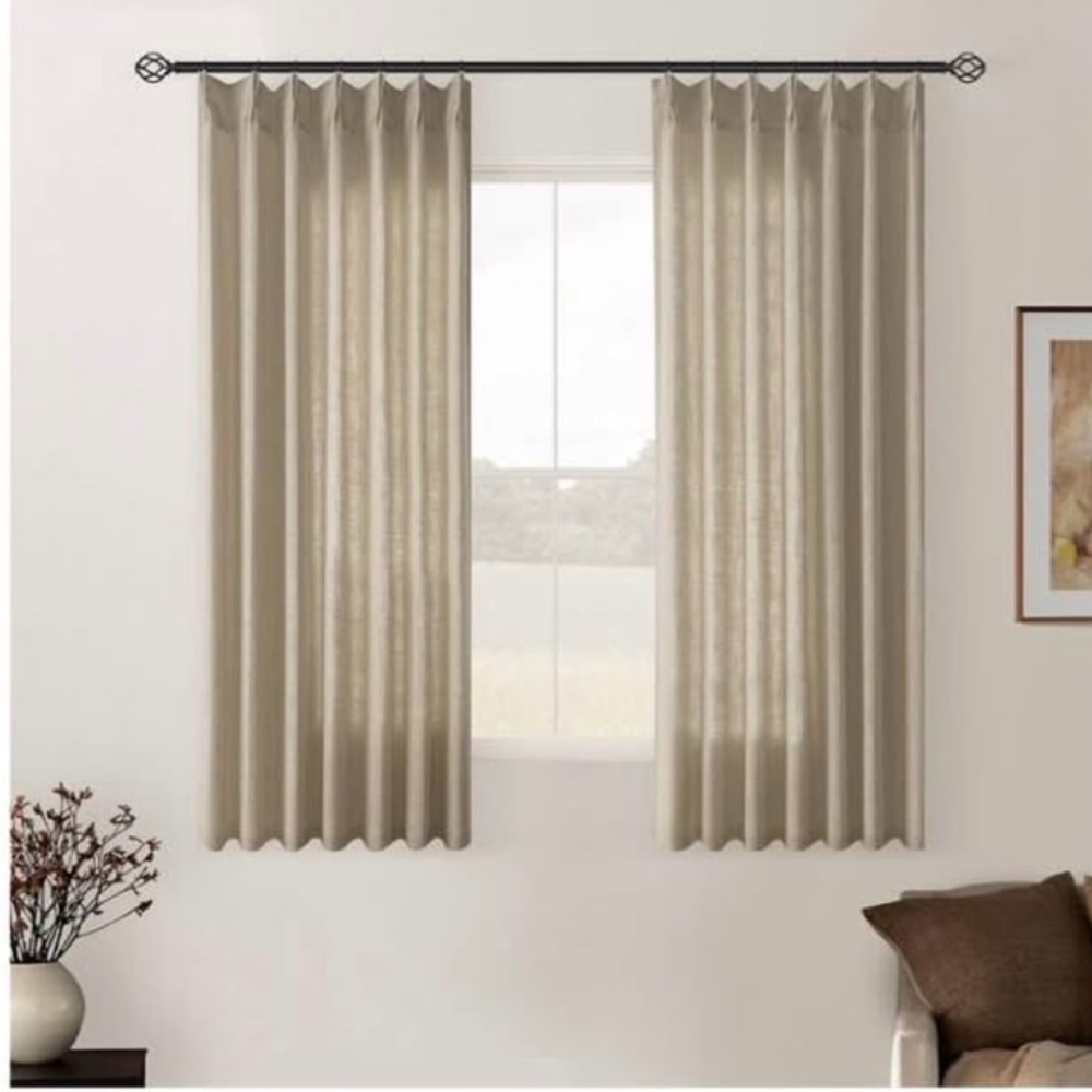 SOLD Grey Beige Linen Curtains 40X45 Inches Long